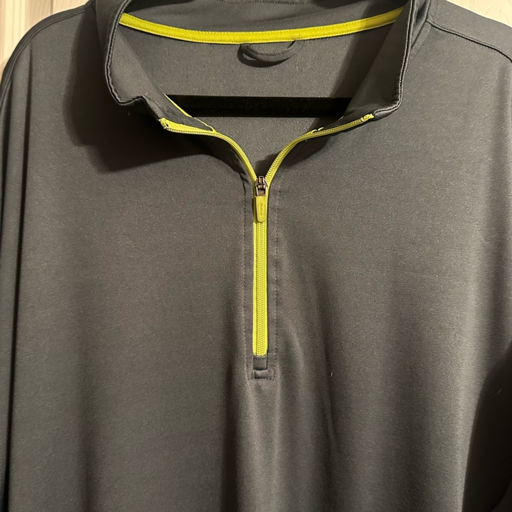 Reebok Charcoal Pullover with Neon Yellow Zipper
